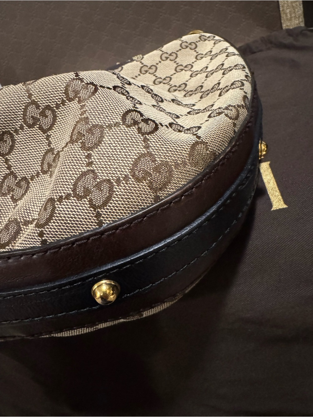 ❤️ Authentic Gucci GG Canvas & Leather Hobo Purse W/ Original Dust Bag & Box ❤️ - Picture 13 of 16